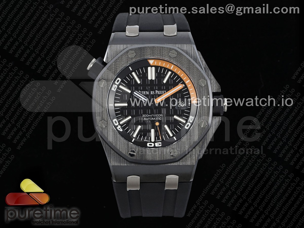 ZF 오데마피게 로얄오크 오프쇼어 다이버 15707 블랙세라믹 블랙다이얼 블랙러버스트랩 Royal Oak Offshore Diver 15707 Black Ceramic ZF 1:1 Best Edition SA3120 Super Clone