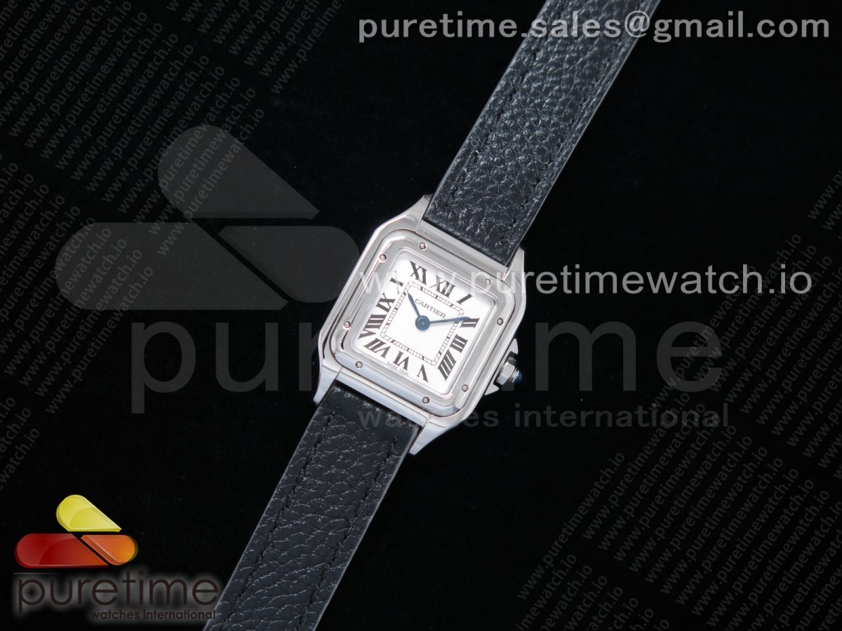 OXF 산토스 레이디 22미리 화이트다이얼 블랙가죽스트랩 Santos Ladies SS 22mm OXF Best Edition White Dial on Black Leather Strap Ronda Quartz