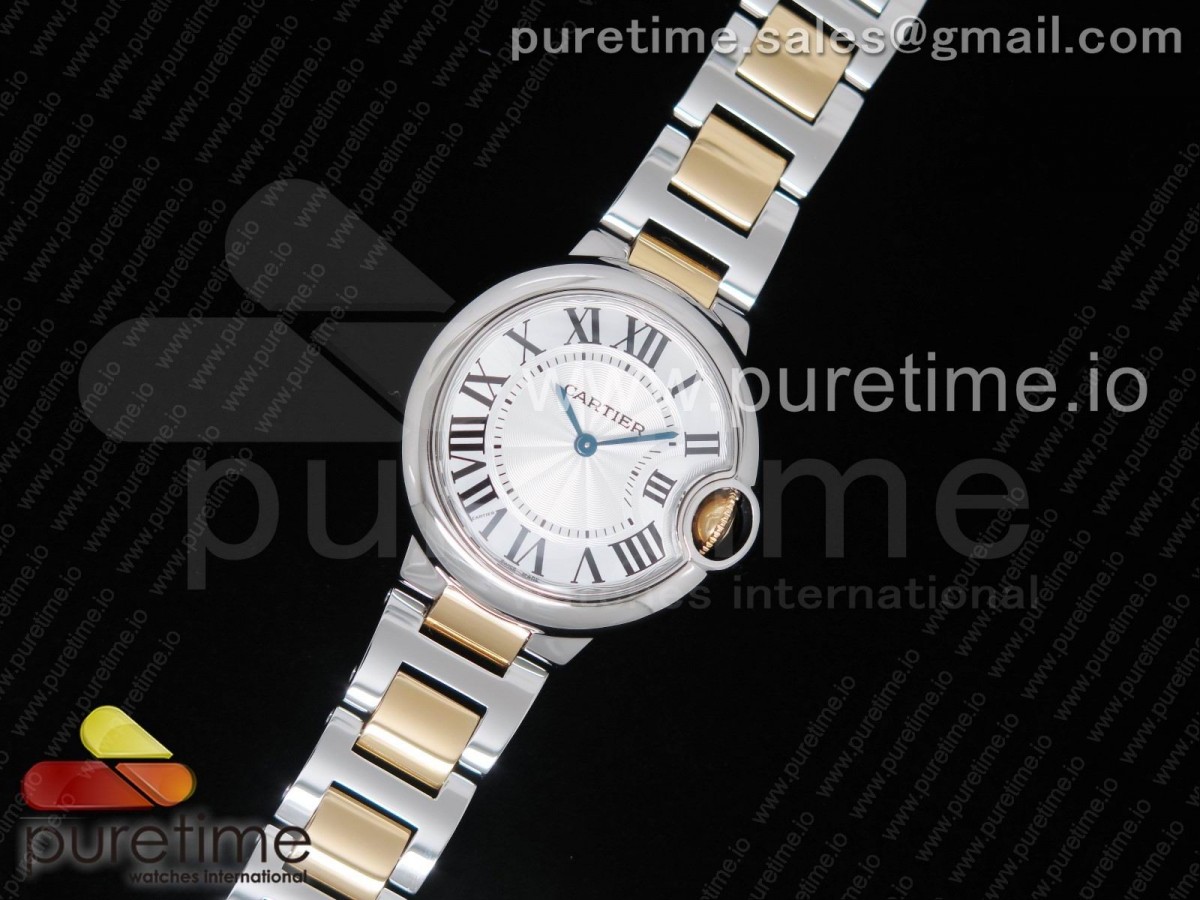 AF 발롱블루 33미리 화이트다이얼 콤비 스틸 브레이슬릿 Ballon Bleu 33mm SS/RG AF 1:1 Best Edition White Textured Dial on SS/RG Bracelet Jap Quartz