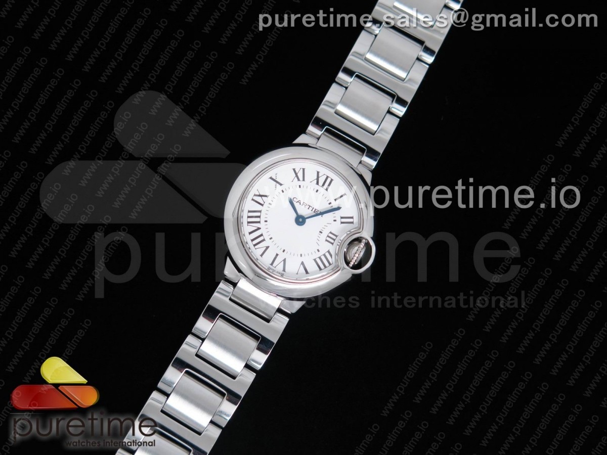 AF 발롱블루 28미리 화이트다이얼 스틸 브레이슬릿 Ballon Bleu 28mm SS AF 1:1 Best Edition White Dial on SS Bracelet Ronda Quartz