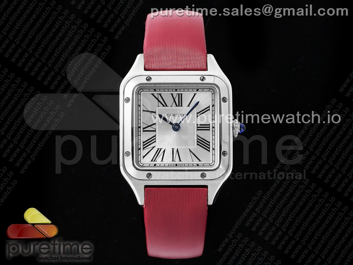 AF 까르띠에 산토스 뒤몽 27.5미리 실버다이얼 레드패브릭스트랩  Santos Dumont 27.5mm SS AF 1:1 Best Edition Silver Dial on Red Fabric Strap A157