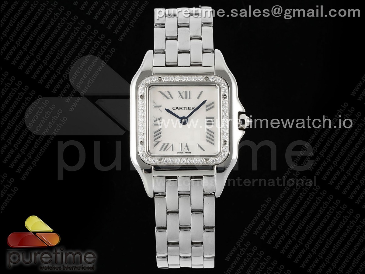 AF 까르띠에 팬더 27미리 다이아베젤 자개다이얼 스틸브레이슬릿 Panthère Ladies 27mm SS AF 1:1 Best Edition White MOP Dial Diamonds Bezel on SS Bracelet Ronda Quartz