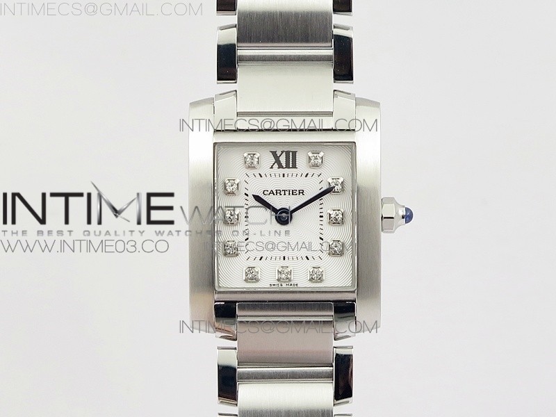 8848F 탱크 프랑세즈 미듐 25미리 화이트다이얼 다이야인덱스 스틸 브레이슬릿 Tank Francaise Ladies 25mm SS 8848F 1:1 Best Edition White Dial Diamond Markers on SS Bracelet Ronda Quartz