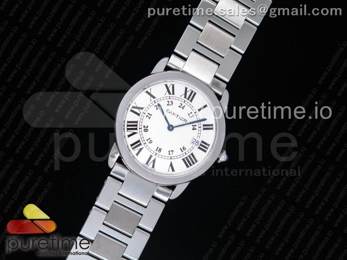 K11F 롱드솔로 미듐 36미리 화이트다이얼 스틸브레이슬릿 Ronde Solo De Cartier 36mm SS K11 Maker White Dial on SS Bracelet Ronda Quartz