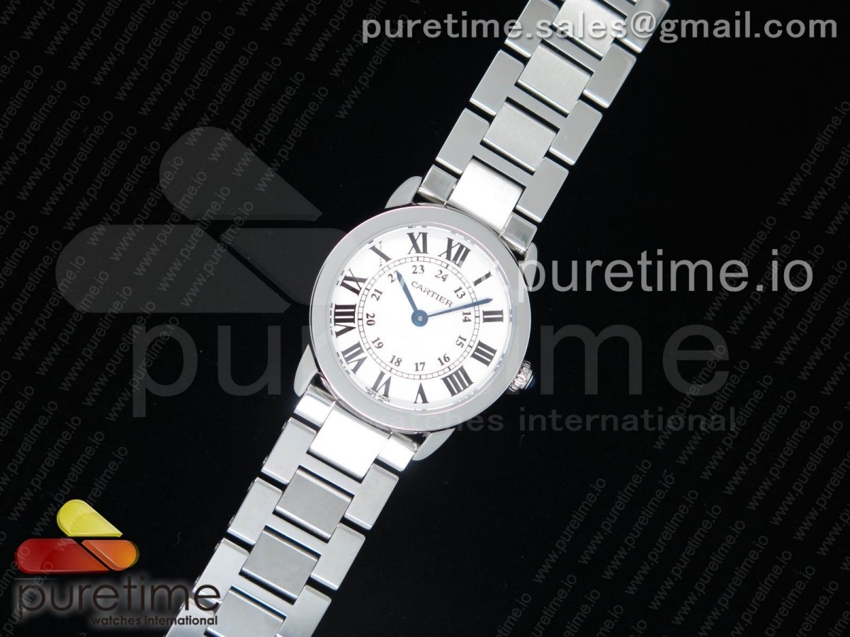 K11F 롱드솔로 스몰 29미리 화이트다이얼 스틸브레이슬릿 Ronde Solo De Cartier 29mm SS K11 Maker White Dial on SS Bracelet Ronda Quartz