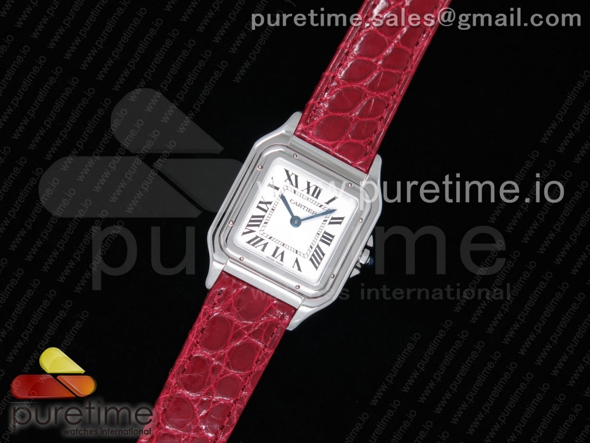 K11F 팬더 시크릿 27미리 화이트다이얼 레드악어가죽스트랩 Panthère Secrete Ladies 27mm SS K11 1:1 Best Edition White Dial on Red Croco Strap Ronda Quartz