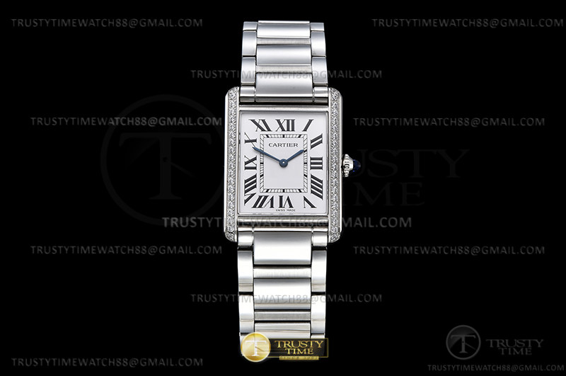 K11F 까르띠에 탱크 머스트 25.5mm 라지 다이아베젤 화이트다이얼 스틸브레이슬릿 Cartier Tank Must Large Dia SS/SS Wht K11 Sw Qtz