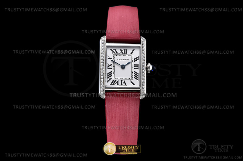 K11F 까르띠에 탱크 머스트 22mm 스몰 다이아베젤 화이트다이얼 와인나일론스트랩 Cartier Tank Must Small Dia SRed SS/LE Wht K11 Sw Qtz