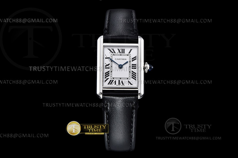 K11F 까르띠에 탱크 머스트 22mm 스몰 화이트다이얼 블랙가죽스트랩 Cartier Tank Must Small Blk SS/LE White K11 Swiss Qtz