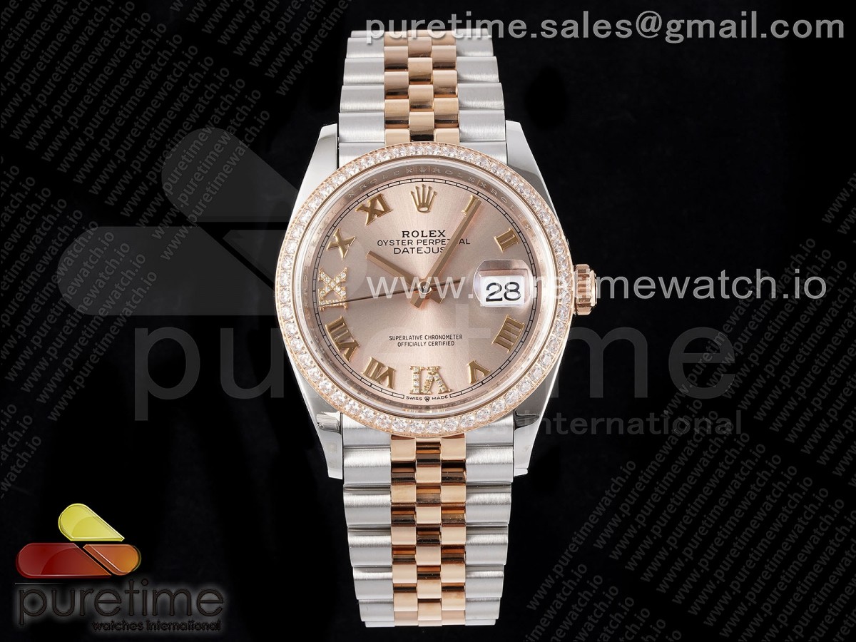 (NEW) VSF 롤렉스 데이저스트36 로즈골드콤비 다이아베젤 로골로만다이얼 쥬빌레브레이슬릿 DateJust 36 SS 126281rbr VSF 1:1 Best Edition 904L Steel RG Roman Dial on Jubilee Bracelet VS3235