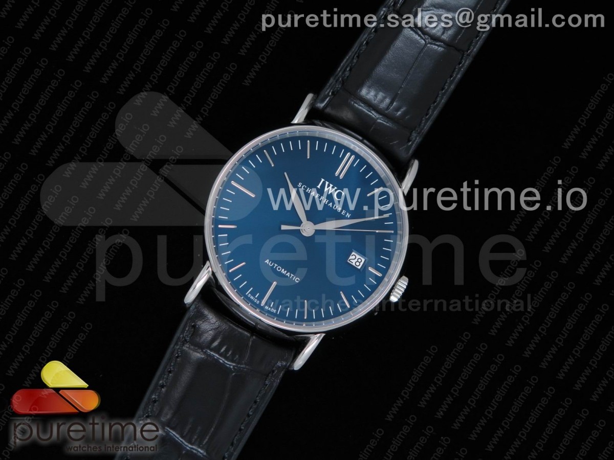 TWF IWC 포르토피노 블루다이얼 블랙가죽스트랩 Portofino Automatic SS TWF 1:1 Best Edition Blue Dial Markers on Black Leather Strap A2892