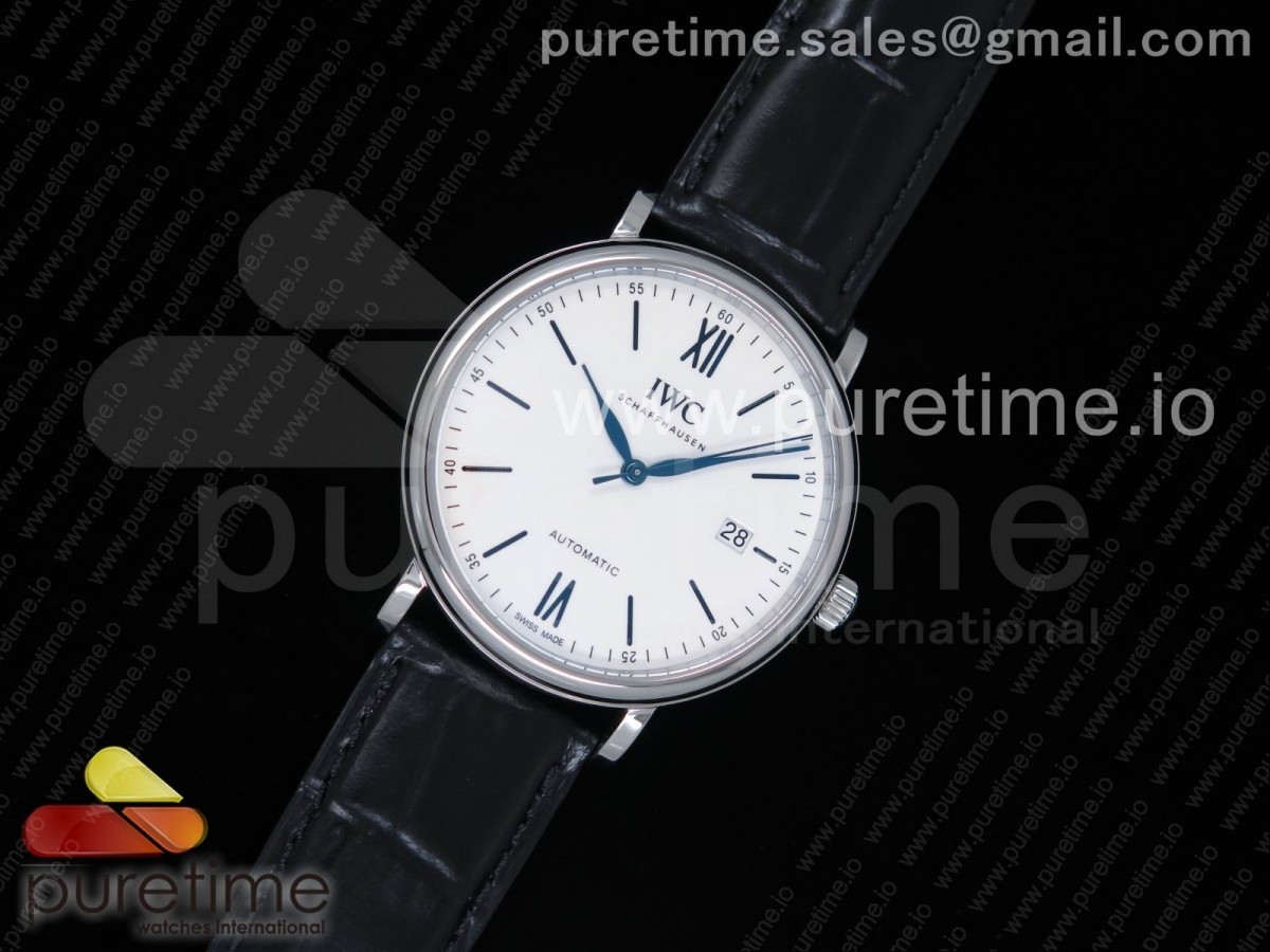 MKF IWC 포르토피노 150주년 화이트다이얼 블랙가죽스트랩 Portofino Automatic Edition “150 Years” MKF White Dial on Black Leather Strap MIYOTA 9015