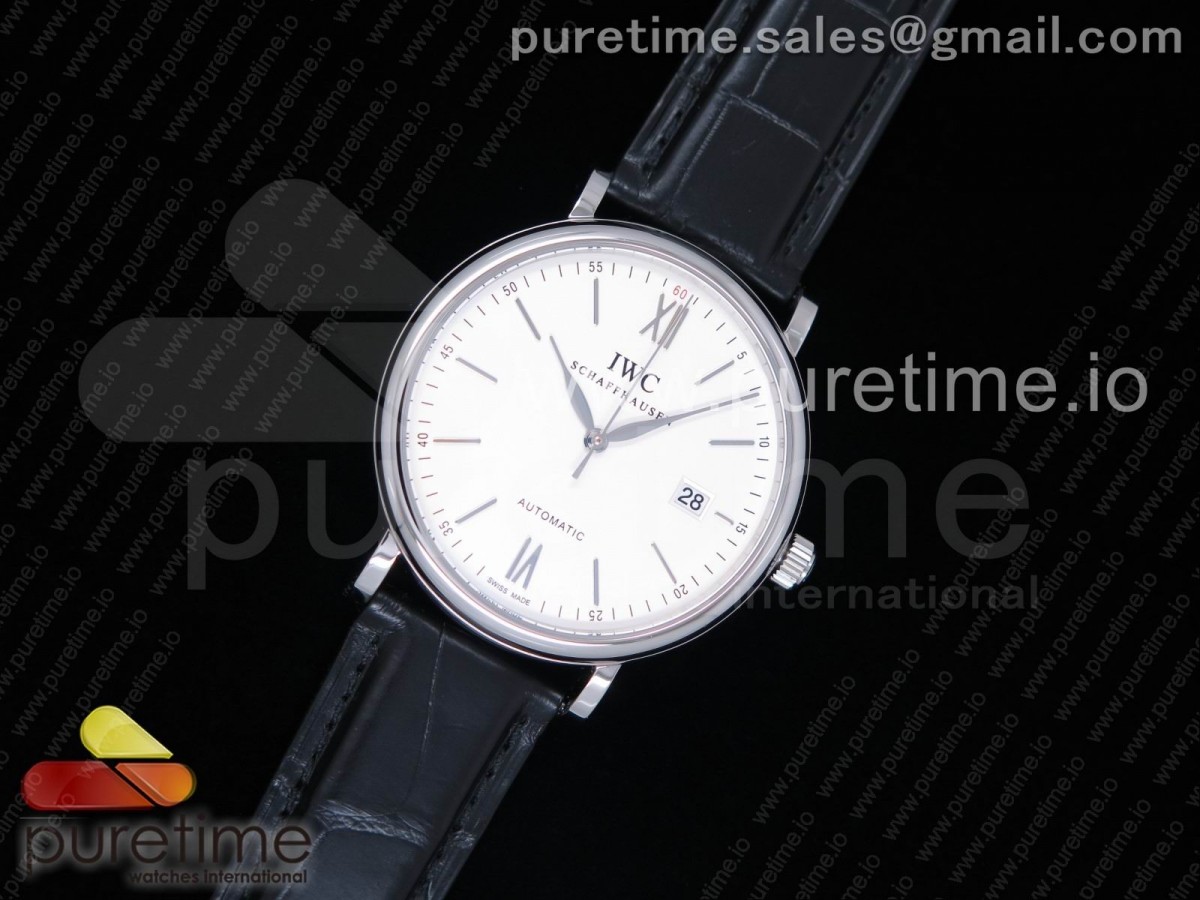 AF IWC 포르토피노 화이트다이얼 블랙가죽스트랩 Portofino Automatic SS AF 1:1 Best Edition White Dial on Black Leather Strap A2892