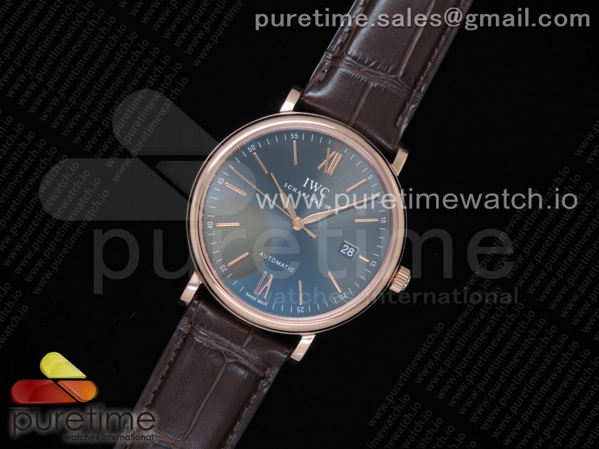 V7F IWC 포르토피노 그레이다이얼 로즈골드 브라운악어가죽스트랩 Portofino Automatic RG IW356511 V7F 1:1 Best Edtiion Gray Dial on Brown Croco Strap ETA2892