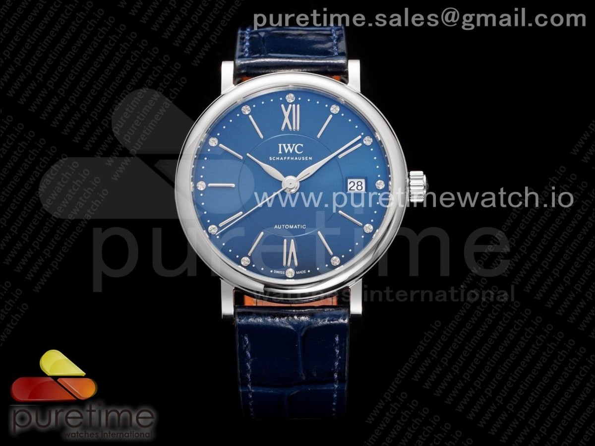 V7F IWC 포르토피노 37미리 블루다이얼 블루가죽스트랩 Portofino 37mm SS V7F 1:1 Best Edition Blue Dial on Blue Leather Strap A2892