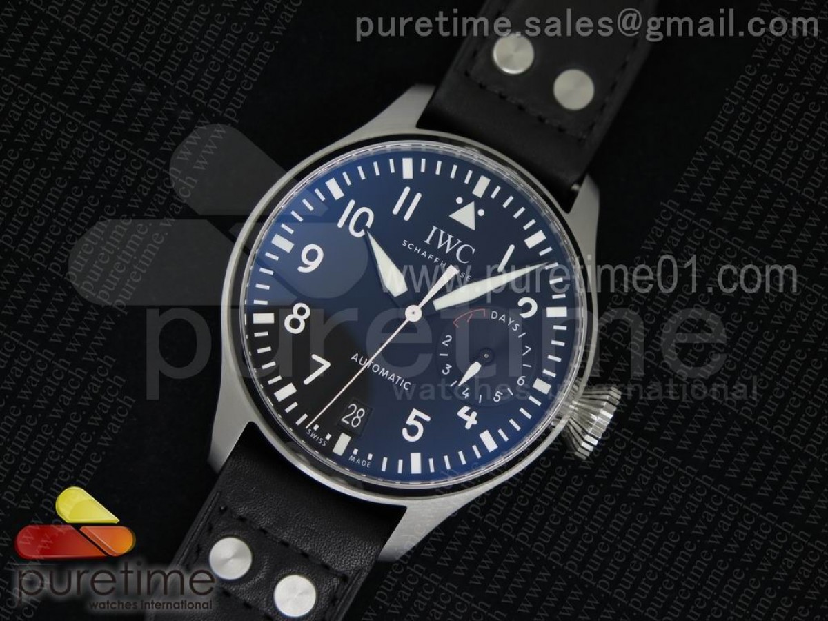 ZF IWC 빅파일럿 블랙다이얼 블랙가죽스트랩 Big Pilot Real PR IW500912 2016SIHH ZF 1:1 Best Edition on Black Leather Strap A51111