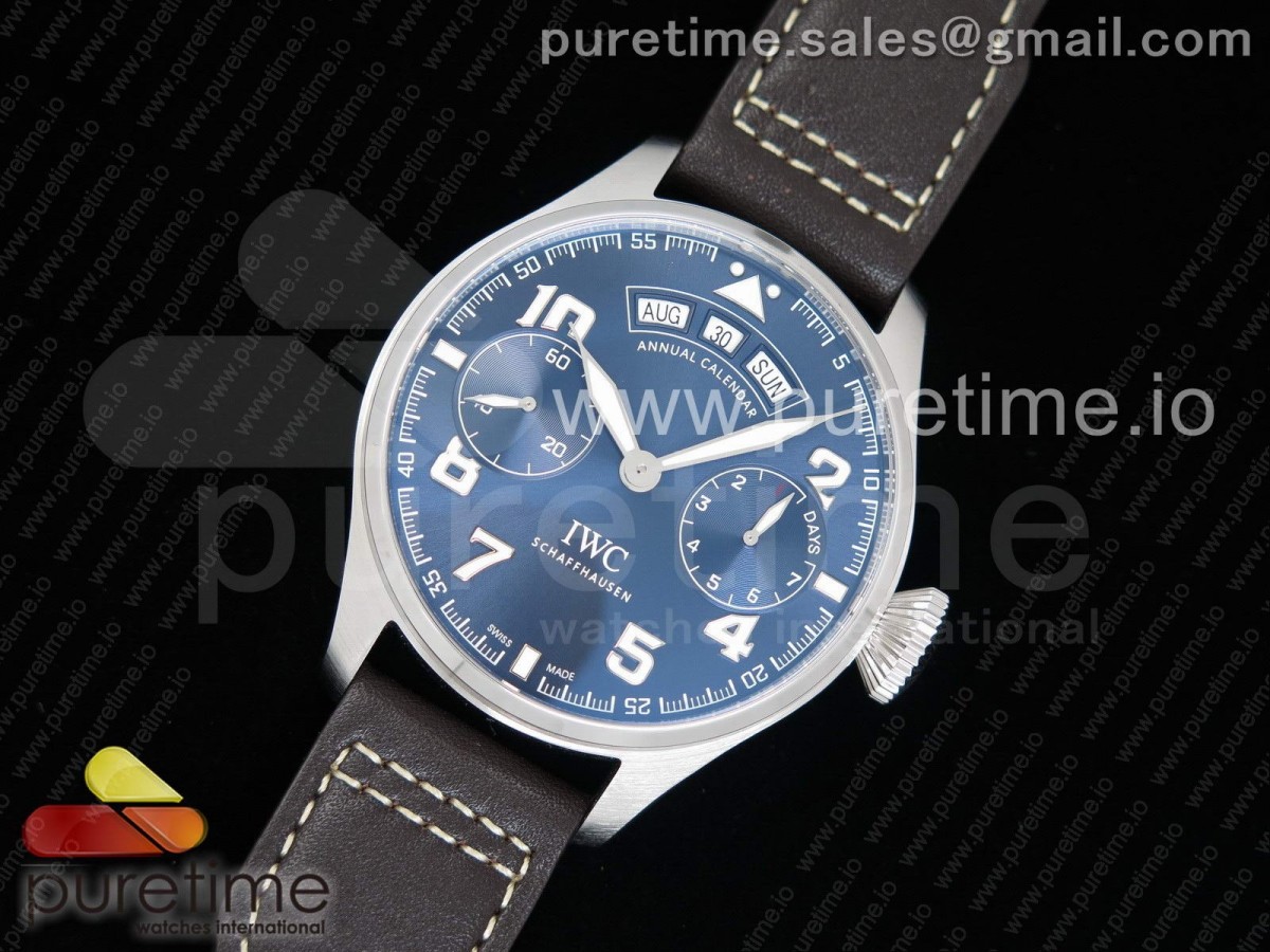 YLF IWC 빅파일럿 애뉴얼캘린더 블루다이얼 브라운가죽스트랩 Big Pilot Real Annual Calendar Real PR SS IW502703 YLF 1:1 Best Edition Blue Dial on Brown Leather Strap A52850