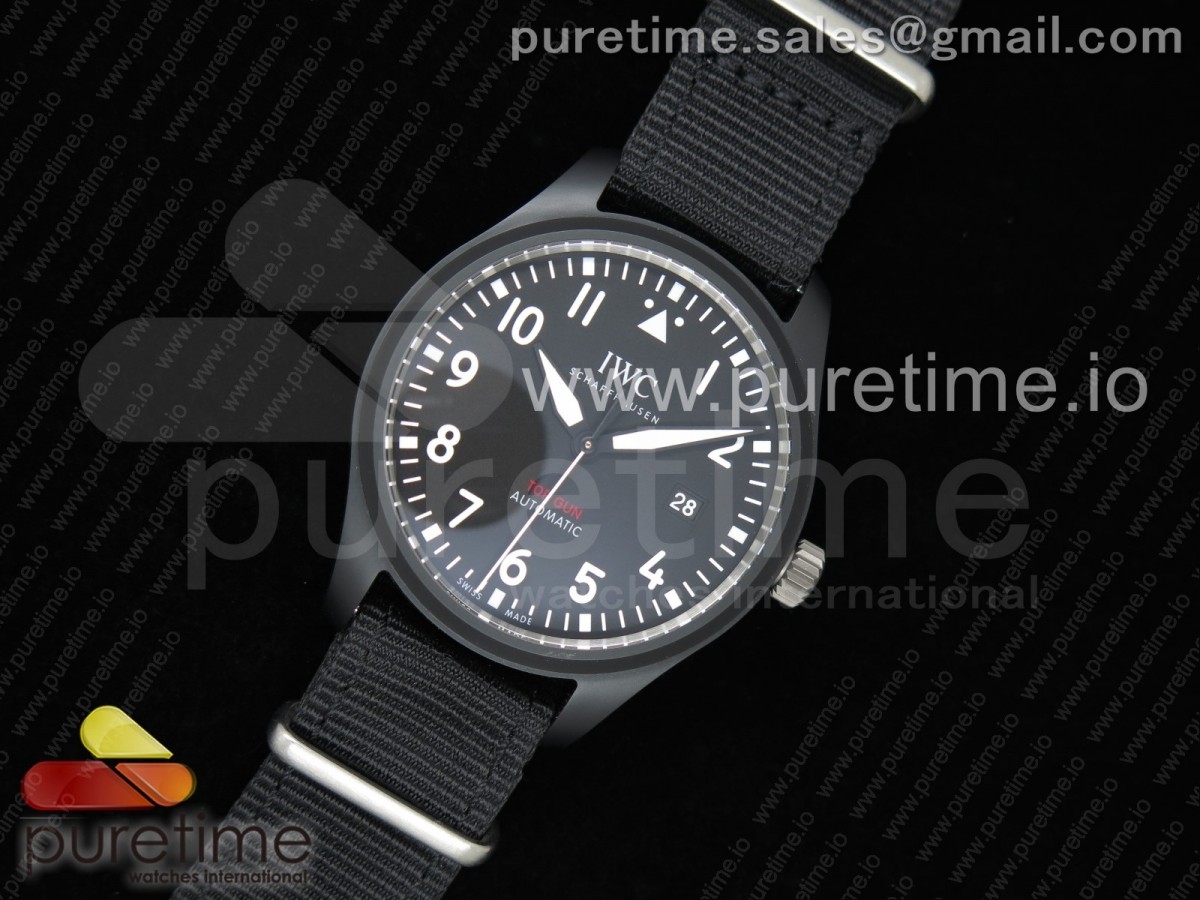 M+F IWC 탑건 세라믹케이스 블랙다이얼 블랙나일론스트랩 Top Gun IW326901 Ceramic M+F 1:1 Best Edition Black Dial on Black Nylon Strap A2892