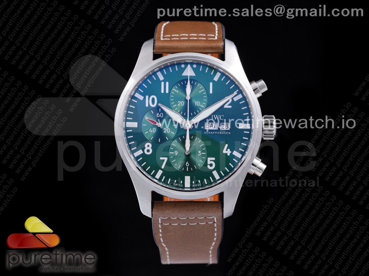 ZF IWC 파일럿 크로노 그린다이얼 브라운가죽스트랩 Pilot Chrono IW377726 ZF 1:1 Best Edition Green Dial on Brown Leather Strap A7750