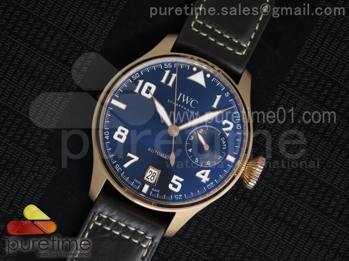 ZF IWC 빅파일럿 어린왕자에디션 로즈골드 블루다이얼 브라운가죽스트랩 Big Pilot Real PR IW500909 "Le Petit Prince" RG ZF 1:1 Best Edition on Brown Leather Strap A51111