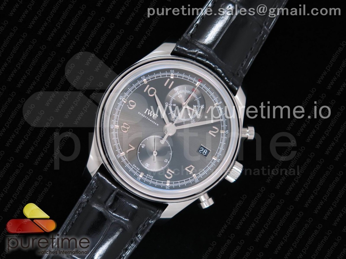 YLF IWC 포르투기저 크로노 클래식42 그레이다이얼 블랙가죽스트랩 Portugieser Chrono Classic 42 IW3903 YLF Best Edition Gray Dial on Black Leather Strap A7750