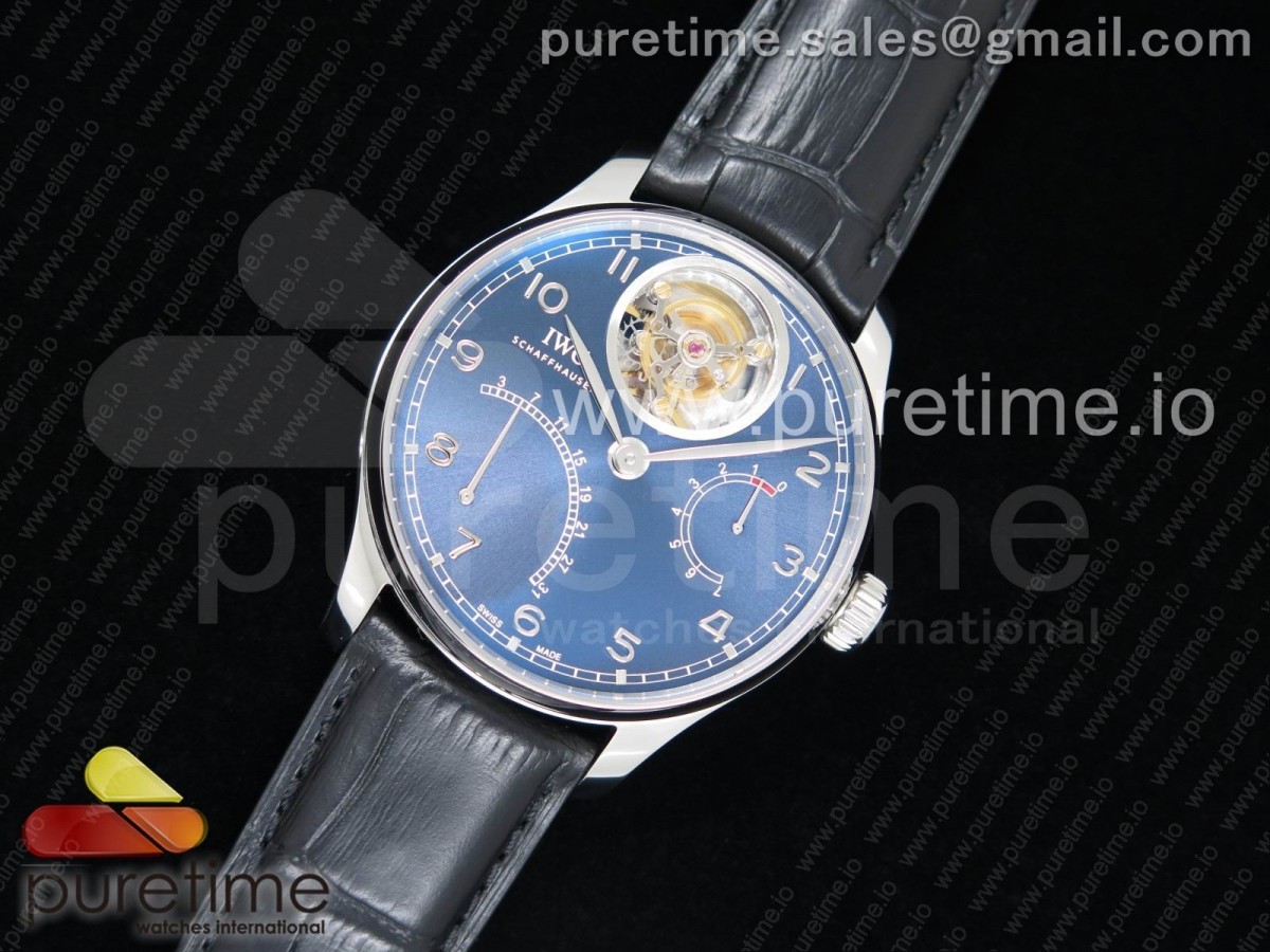 ZF IWC 포르투기저 투어빌론 블루다이얼 블랙가죽스트랩 Portuguese Tourbillon IW504602 SS ZF Best Edition Blue Dial on Black Leather Strap