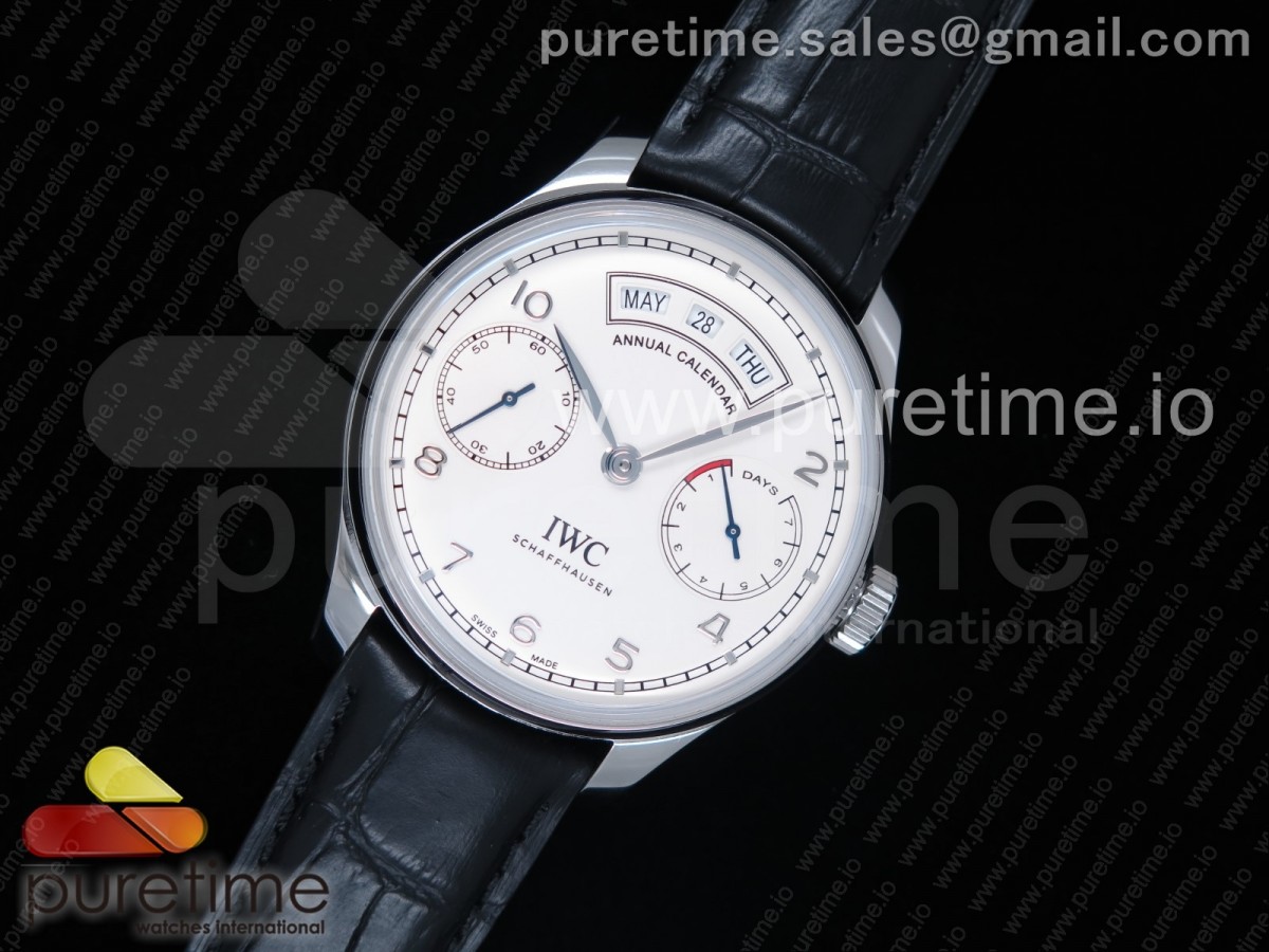 ZF IWC 포르투기저 애뉴얼 캘린더 화이트다이얼 블랙가죽스트랩 Portuguese Real PR Real Annual Calendar IW503501 ZF 1:1 Best Edition White Dial on Black Leather Strap A52850