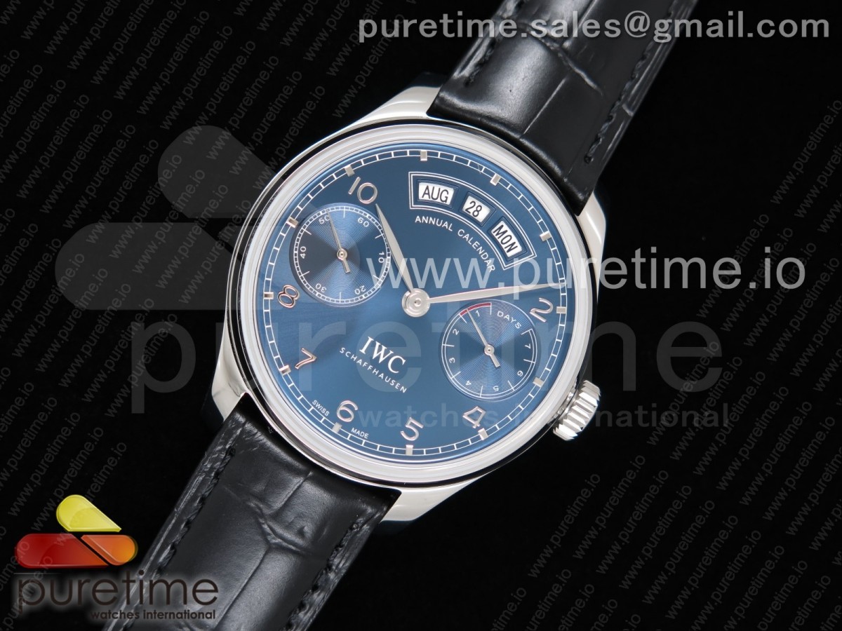 YLF V2 IWC 포르투기저 애뉴얼 캘린더 블루다이얼 블랙가죽스트랩 Portuguese Real PR Real Annual Calendar IW503502 YLF 1:1 Best Edition Blue Dial on Black Leather Strap A52850 V2