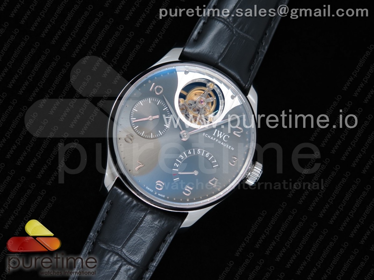 ZF IWC 포르투기저 투어빌론 그레이다이얼 블랙가죽스트랩 Portuguese Tourbillon IW5046 SS ZF Best Edition Gray Dial on Black Leather Strap