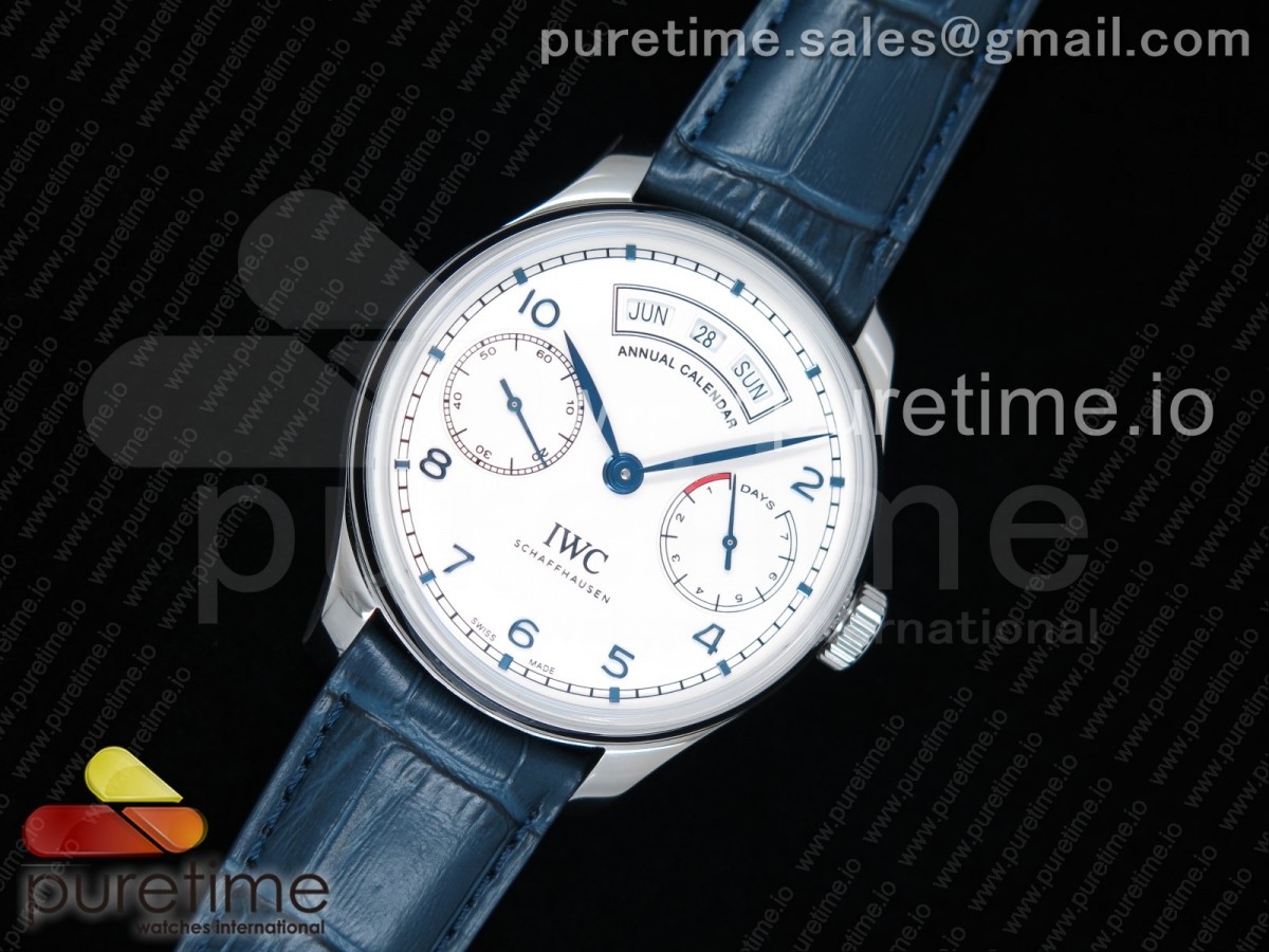 ZF IWC 포르투기저 애뉴얼 캘린더 화이트다이얼 블루핸즈 블루가죽스트랩 Portuguese Real PR Real Annual Calendar IW5035 ZF 1:1 Best Edition White Dial Blue Markers on Blue Leather Strap A52850