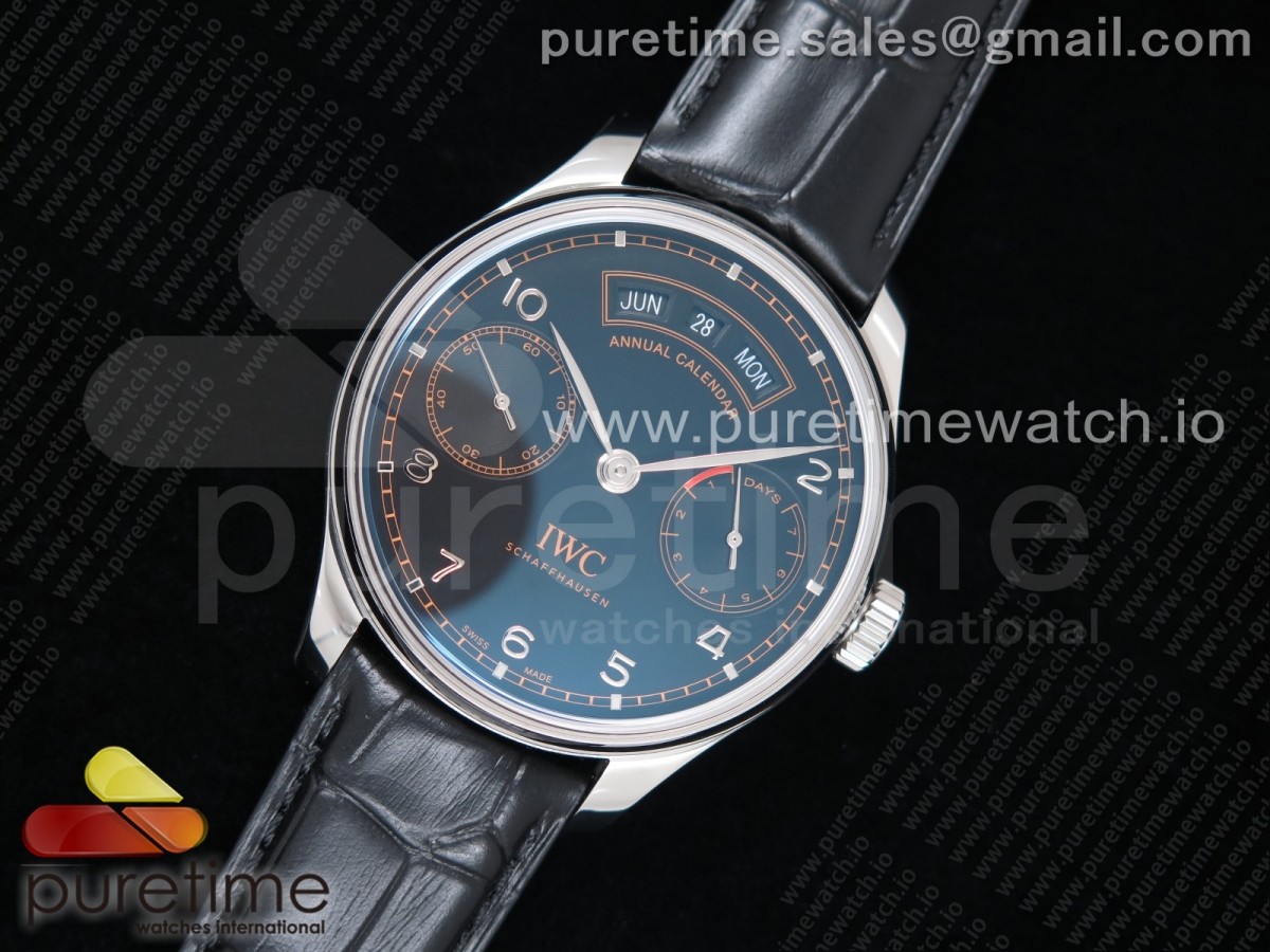 ZF IWC 포르투기저 애뉴얼 캘린더 피사에디션 블랙다이얼 블랙가죽스트랩 Portuguese Real PR Real Annual Calendar Edition “Pisa” ZF 1:1 Best Edition Black Dial on Black Leather Strap A52850