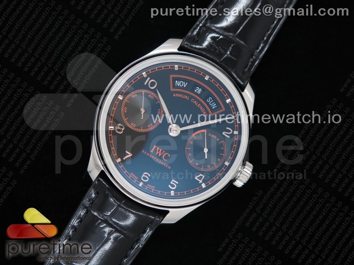 YLF IWC 포르투기저 애뉴얼 캘린더 피사에디션 블랙다이얼 블랙가죽스트랩 Portuguese Real PR Real Annual Calendar Edition “Pisa” YLF 1:1 Best Edition Black Dial on Black Leather Strap A52850