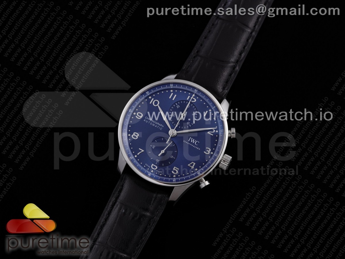 ZF IWC 포르투기저 크로노그래프 블루다이얼 블랙가죽스트랩 Portuguese Chrono IW371606 ZF 1:1 Best Edition Blue Dial on Black Leather Strap A69355