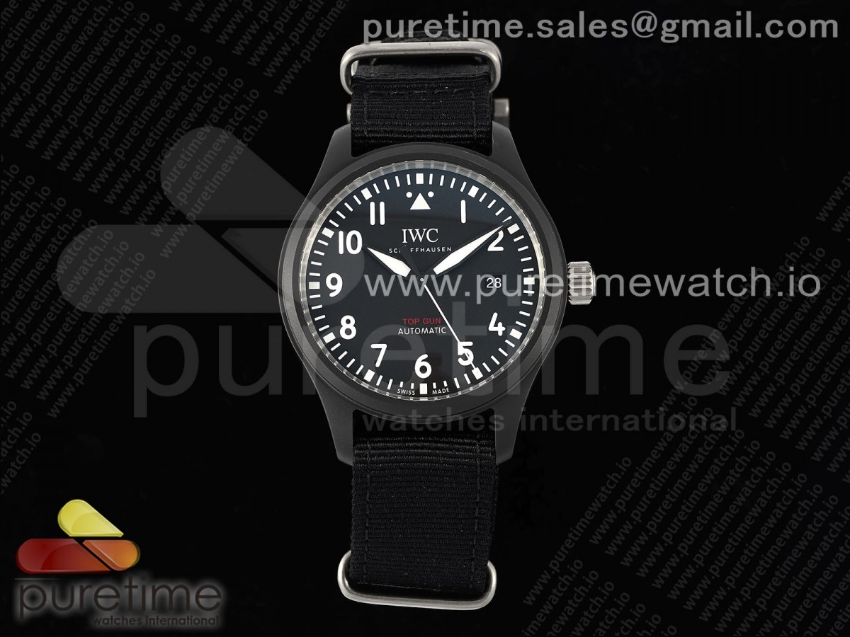 ZF IWC 파일럿 탑건 블랙세라믹케이스 블랙다이얼 블랙나일론스트랩 Pilot’s Watch Top Gun Black Ceramic IW326901 ZF 1:1 Best Edition on Black Nylon Strap A32111