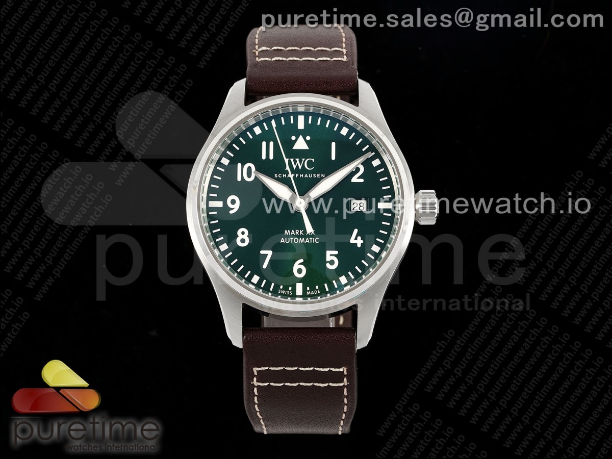 ZF IWC 파일럿 마크20 그린다이얼 브라운가죽스트랩 Pilot Mark XX IW328205 ZF 1:1 Best Edition Green Dial on Brown Leather Strap A32111