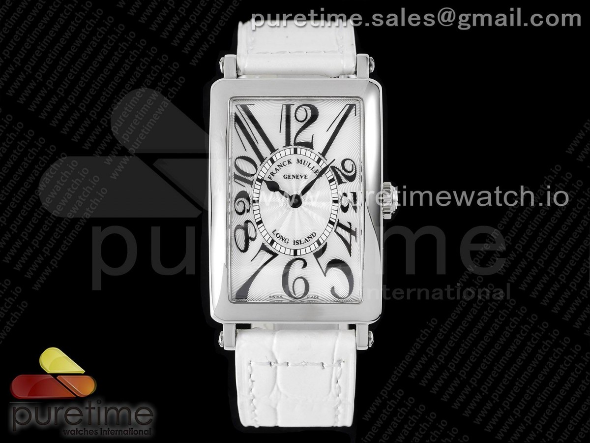 ZF 프랭크뮬러 롱아일랜드 레이디 화이트다이얼 화이트가죽스트랩 Long Island Ladies SS ZF 1:1 Best Edition on White Leather Strap Ronda Quartz