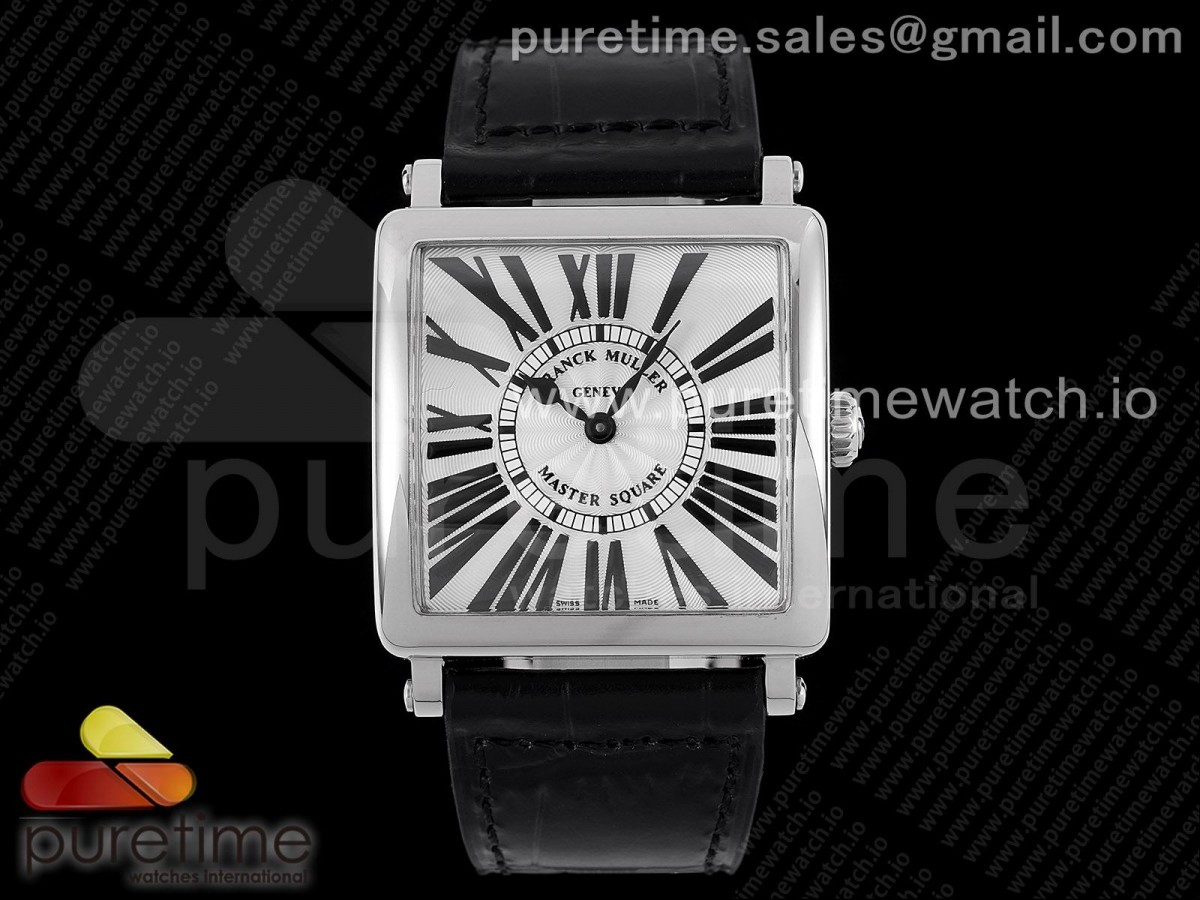 ZF 프랭크뮬러 마스터스퀘어 화이트다이얼 블랙가죽스트랩 Master Square SS Ladies ZF 1:1 Best Edition White Black Roman Dial on Black Leather Strap Ronda Quartz