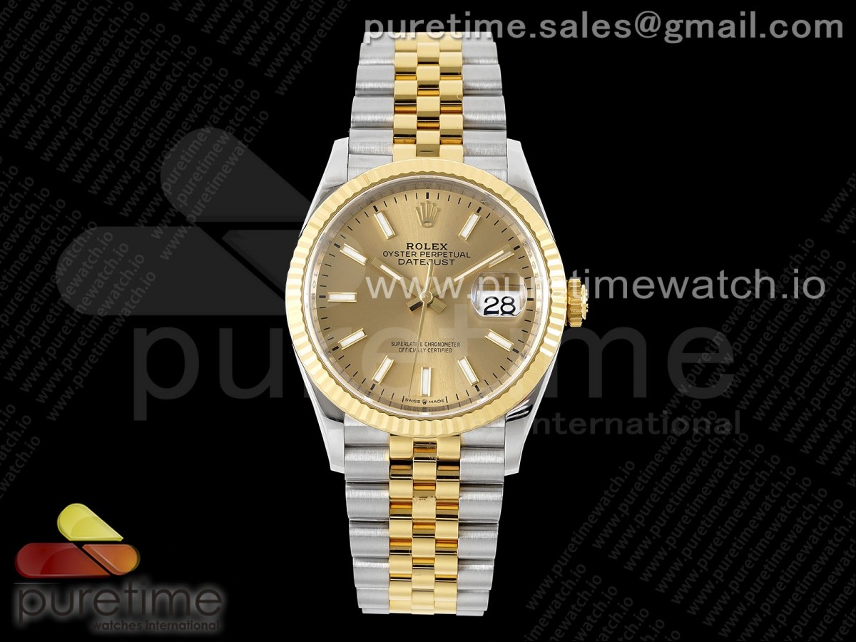 (NEW) VSF 롤렉스 데이저스트36 옐로우골드콤비 골드다이얼 쥬빌레브레이슬릿 데젓36 DateJust 36 SS 116233 VSF 1:1 Best Edition 904L Steel YG Stick Dial on Jubilee Bracelet VS3235