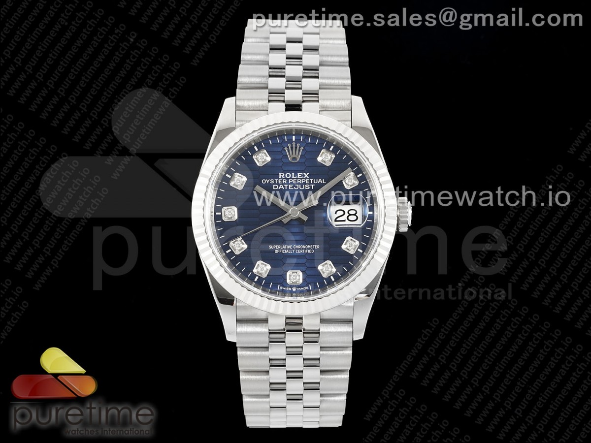 (NEW) VSF 롤렉스 데이저스트36 블루텍스쳐다이얼 쥬빌레브레이슬릿 데젓36 DateJust 36 SS 126234 VSF 1:1 Best Edition 904L Steel Blue Textured Diamonds Dial on Jubilee Bracelet VS3235