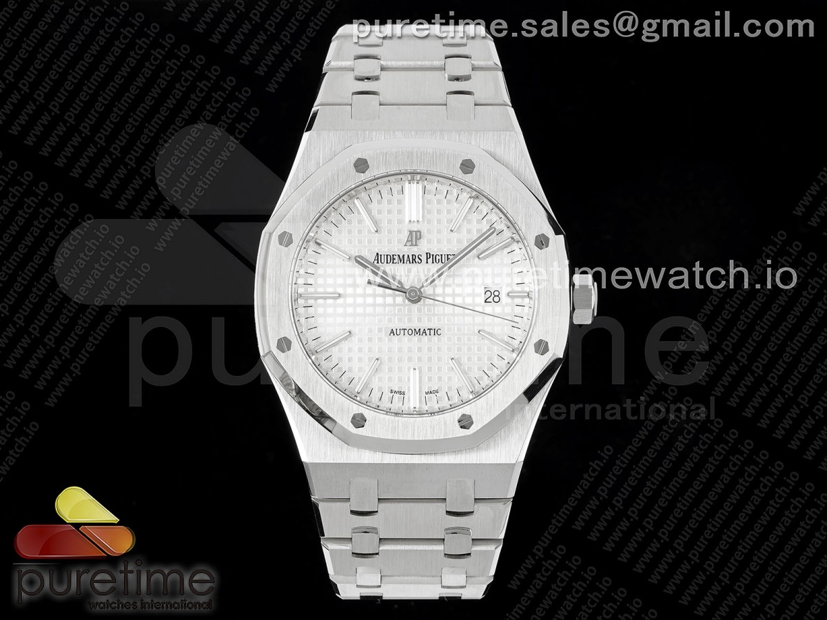 ZF 오데마피게 로얄오크 15400 화이트다이얼 스틸브레이슬릿 Royal Oak 41mm 15400 SS ZF 1:1 Best Edition White Textured Dial on SS Bracelet SA3120 Super Clone