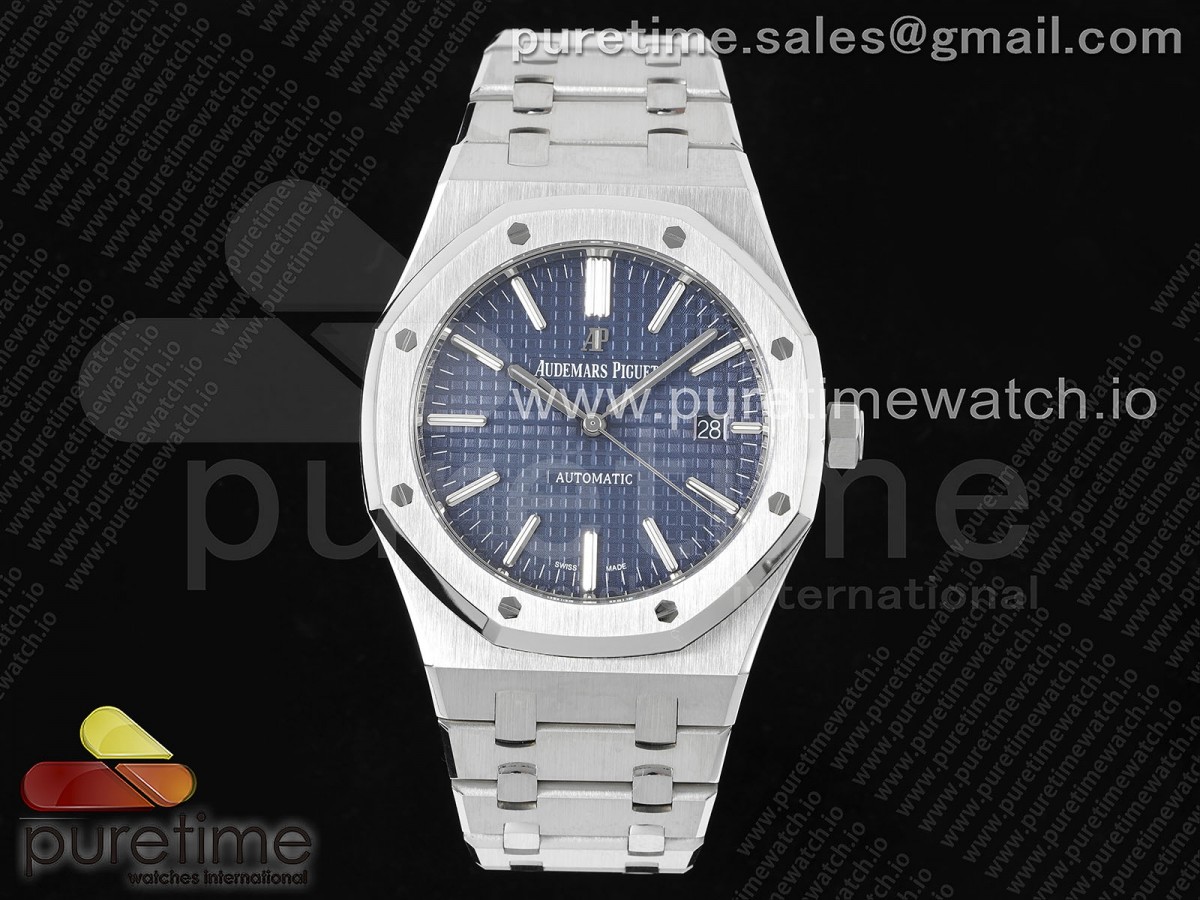 ZF 오데마피게 로얄오크 15400 블루다이얼 스틸브레이슬릿 Royal Oak 41mm 15400 SS ZF 1:1 Best Edition Blue Textured Dial on SS Bracelet A3120 (Free Box)