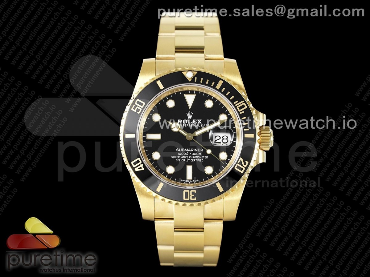 (NEW) VSF 롤렉스 서브마리너 옐로우골드 흑금통 블랙다이얼 스틸브레이슬릿  Submariner 116618 LN Black Ceramic YG Plated 904L Steel VSF 1:1 Best Edition VS3135