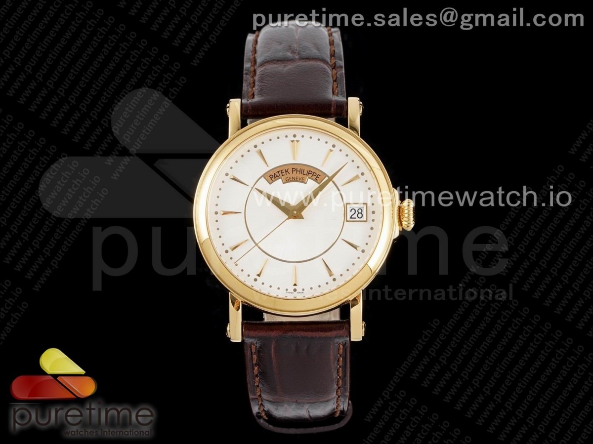 ZF 파텍필립 칼라트라바 옐로우골드 화이트다이얼 브라운가죽스트랩 Calatrava 5153 YG ZF 1:1 Best Edition White Dial on Brown Leather Strap A324CS