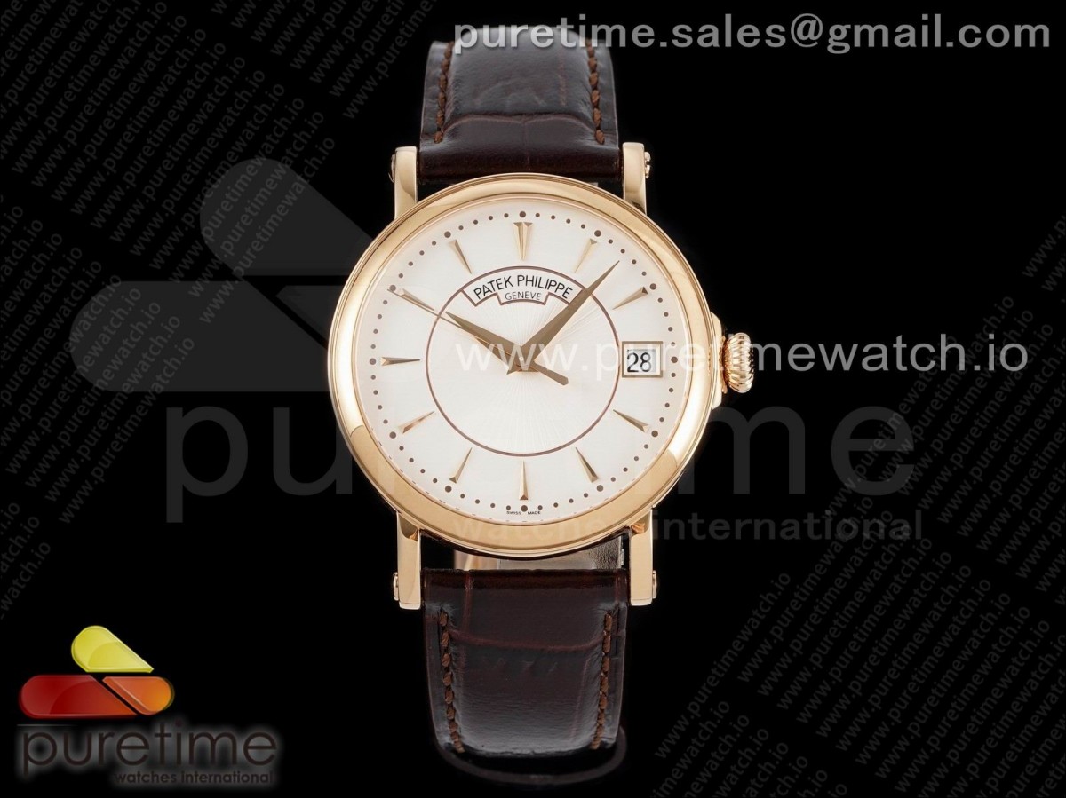 ZF 파텍필립 칼라트라바 로즈골드 화이트다이얼 브라운가죽스트랩 Calatrava 5153 RG ZF 1:1 Best Edition White Dial on Brown Leather Strap A324CS