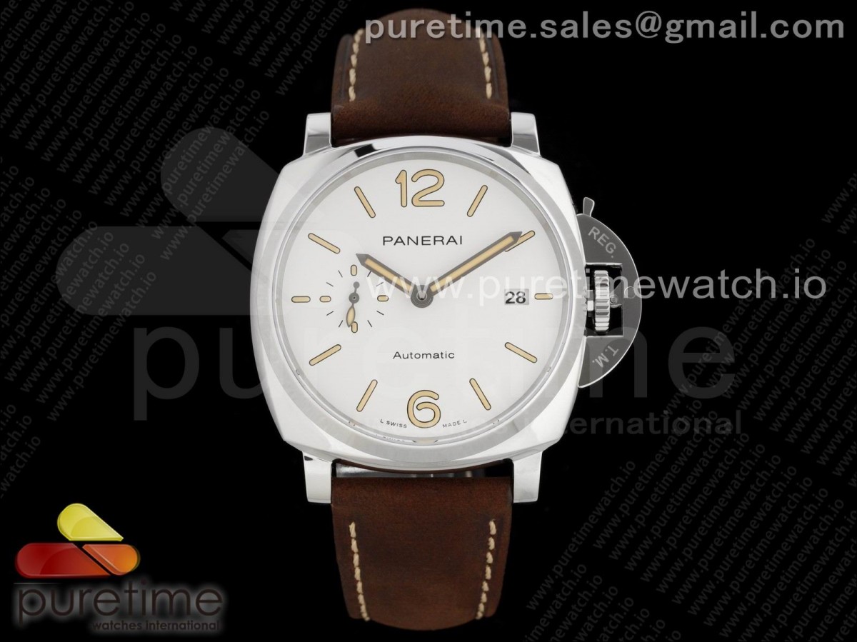 (NEW) VSF 파네라이 루미노르두에 42미리 화이트다이얼 브라운가죽스트랩 PAM1046 Luminor Due VSF Best Edition White Dial on Brown Asso Strap AXXXIV