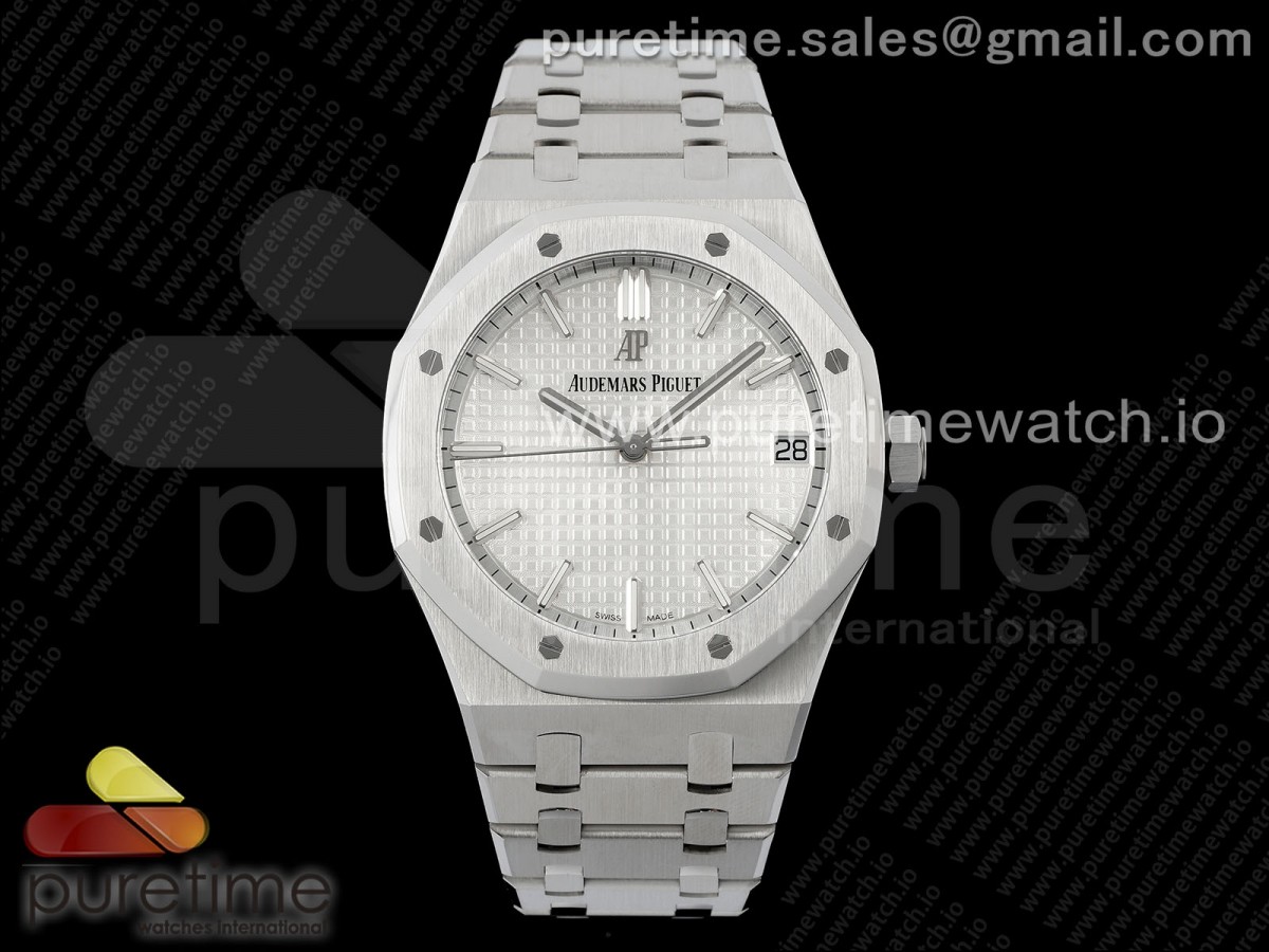 ZF V3 오데마피게 로얄오크 15500 화이트다이얼 스틸브레이슬릿 Royal Oak 41mm 15500 SS ZF 1:1 Best Edition White Textured Dial on SS Bracelet A4302 Super Clone V3