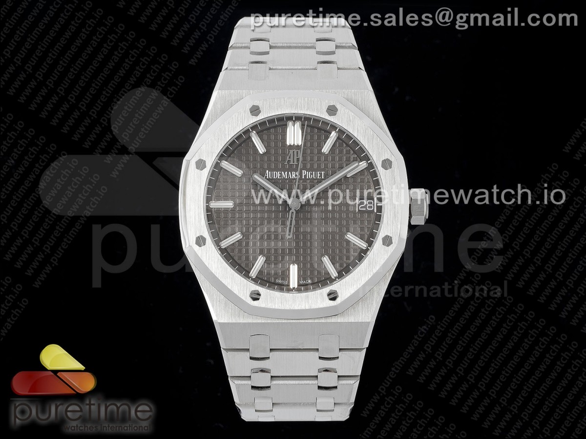 ZF V3 오데마피게 로얄오크 15500 그레이다이얼 스틸브레이슬릿 Royal Oak 41mm 15500 SS ZF 1:1 Best Edition Gray Textured Dial on SS Bracelet A4302 Super Clone V3