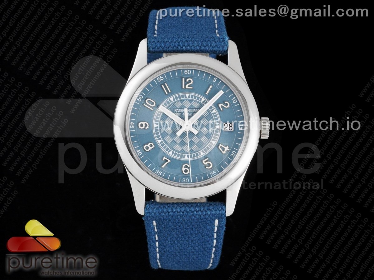 ZF 파텍필립 칼라트라바 블루다이얼 블루나일론스트랩 Calatrava 6007A-001 SS ZF 1:1 Best Edition Blue Dial on Blue Leather Strap A324CS