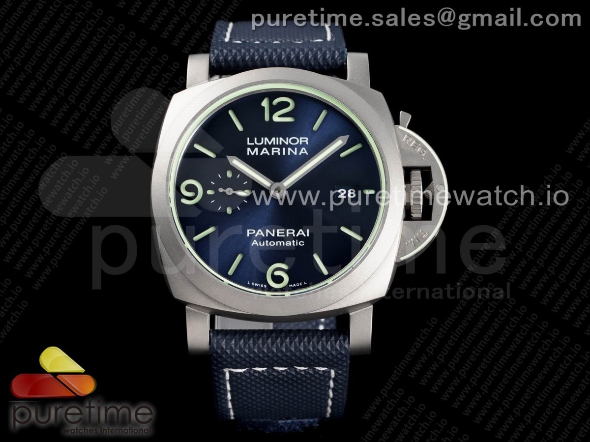 (NEW) VSF 파네라이 티타늄 44미리 PAM1117 블루다이얼 블루나일론스트랩 PAM1117 Titanium VSF 1:1 Best Edition Blue Dial on Blue Kevlar Composite Strap P.9010 Clone (Free leather strap)