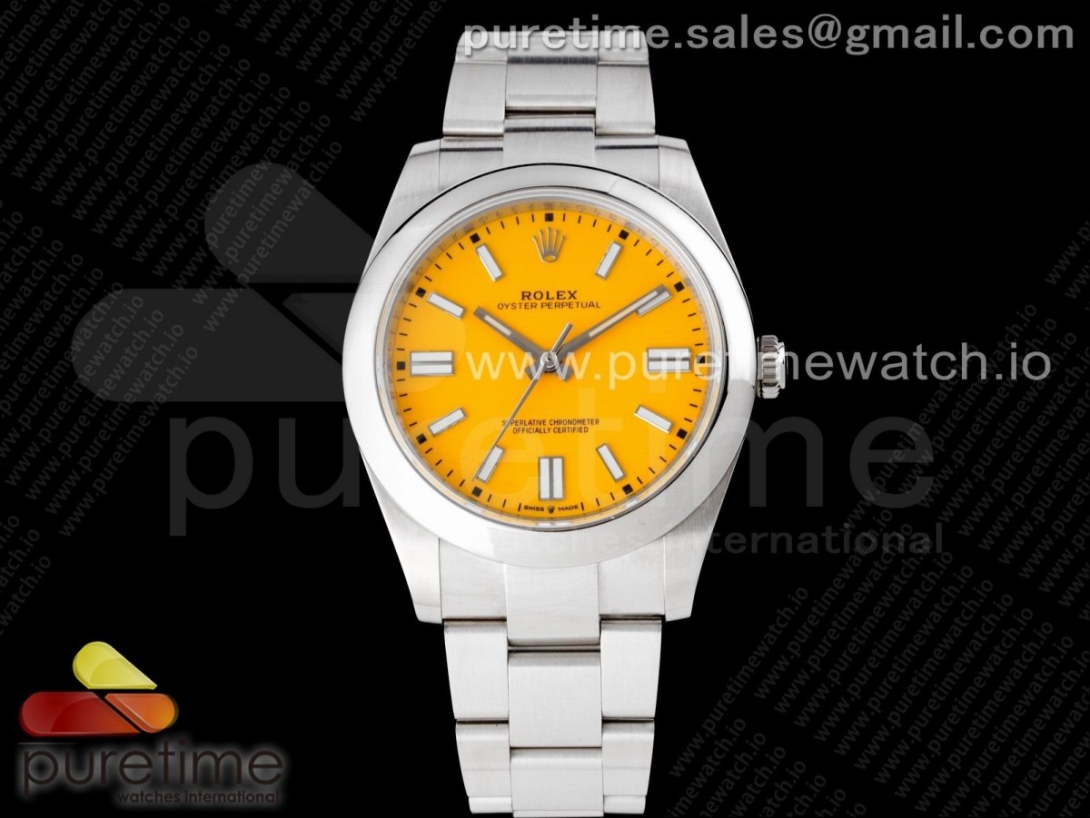 EWF 롤렉스 오이스터 퍼페츄얼 옐로우다이얼 스틸브레이슬릿 Oyster Perpetual 41mm 124300 EWF Best Edition Yellow Dial on SS Bracelet A3230